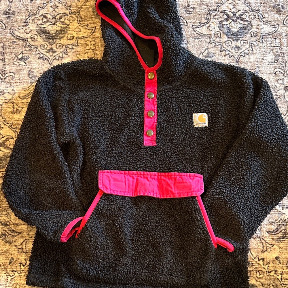 Carhartt Kids Black and Pink Sherpa Hoodie